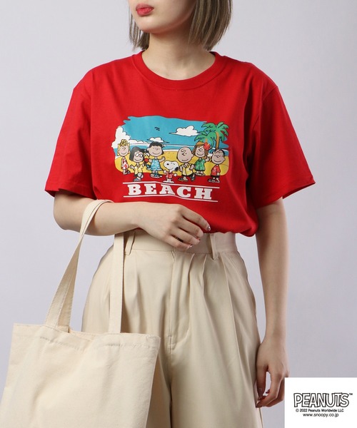 PEANUTS（ピーナッツ）の「PEANUTS スヌーピー アウトドア 半袖Tシャツ（Tシャツ/カットソー・レディース・レッド/ネイビー/ホワイト系その他2/ベージュ/ピンク/ブラック/オフホワイト/杢グレー/チャコール/ホワイト系その他・M/L/LL/S）」の15枚目の写真