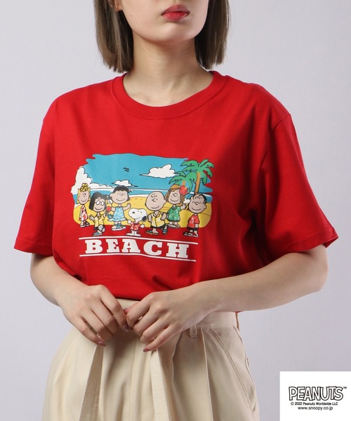 PEANUTS（ピーナッツ）の「PEANUTS スヌーピー アウトドア 半袖Tシャツ（Tシャツ/カットソー・レディース・レッド/ネイビー/ホワイト系その他2/ベージュ/ピンク/ブラック/オフホワイト/杢グレー/チャコール/ホワイト系その他・M/L/LL/S）」の17枚目の写真