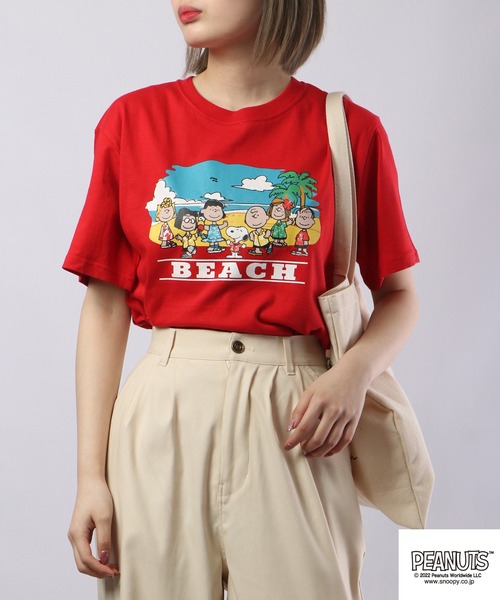 PEANUTS（ピーナッツ）の「PEANUTS スヌーピー アウトドア 半袖Tシャツ（Tシャツ/カットソー・レディース・レッド/ネイビー/ホワイト系その他2/ベージュ/ピンク/ブラック/オフホワイト/杢グレー/チャコール/ホワイト系その他・M/L/LL/S）」の16枚目の写真
