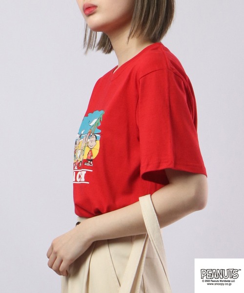 PEANUTS（ピーナッツ）の「PEANUTS スヌーピー アウトドア 半袖Tシャツ（Tシャツ/カットソー・レディース・レッド/ネイビー/ホワイト系その他2/ベージュ/ピンク/ブラック/オフホワイト/杢グレー/チャコール/ホワイト系その他・M/L/LL/S）」の18枚目の写真