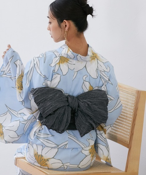 Neina（ネイナ）の「【浴衣】綿100％浴衣3点セット（浴衣＋くすみへこ帯＋下駄）〔Neina〕（浴衣・レディース・ネイビー系/グレー系/ブラウン系/ブルー系/ブルー系2・F）」の13枚目の写真