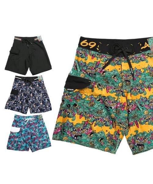 セール】69SLAM ロックスラム LONG LENGTH BOARDSHORT メンズ