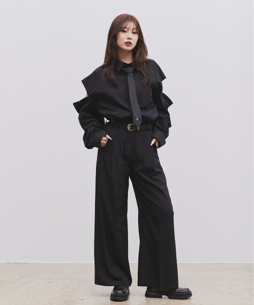 17HR（セブンティーンアワーズ）の「【ユニセックス】ロゴ刺繍ネクタイ（ネクタイ・レディース・ブラック/ブルー・FREE）」の10枚目の写真