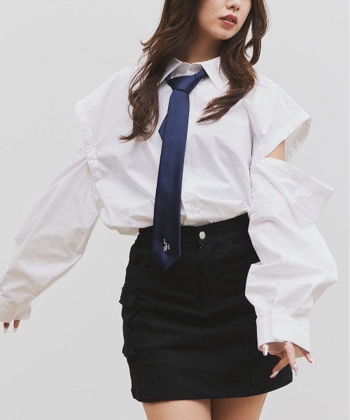 17HR（セブンティーンアワーズ）の「【ユニセックス】ロゴ刺繍ネクタイ（ネクタイ・レディース・ブラック/ブルー・FREE）」の13枚目の写真