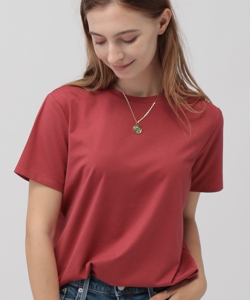 saloon（サルーン）の「SALOON(サルーン)/ベーシック半袖Tシャツ（Tシャツ/カットソー・レディース・ホワイト/ブラック/グリーン/ブルー/カーキ/ローズ/オレンジ/チャコールグレー/テラコッタ/ネイビー/ピンク・FREE）」の10枚目の写真