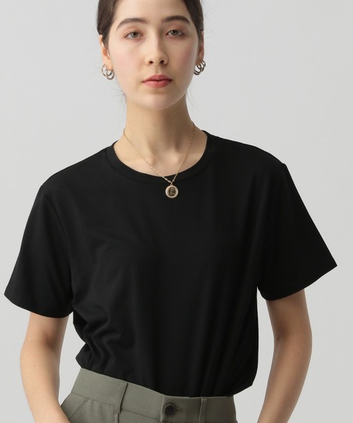 saloon（サルーン）の「SALOON(サルーン)/ベーシック半袖Tシャツ（Tシャツ/カットソー・レディース・ホワイト/ブラック/グリーン/ブルー/カーキ/ローズ/オレンジ/チャコールグレー/テラコッタ/ネイビー/ピンク・FREE）」の3枚目の写真