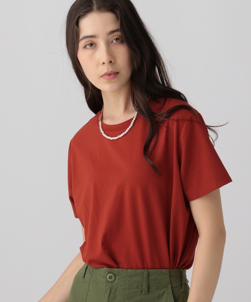 saloon（サルーン）の「SALOON(サルーン)/ベーシック半袖Tシャツ（Tシャツ/カットソー・レディース・ホワイト/ブラック/グリーン/ブルー/カーキ/ローズ/オレンジ/チャコールグレー/テラコッタ/ネイビー/ピンク・FREE）」の18枚目の写真