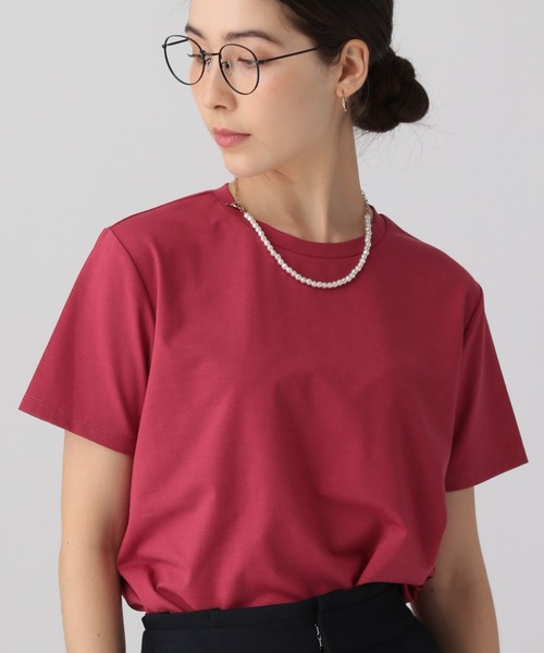 saloon（サルーン）の「SALOON(サルーン)/ベーシック半袖Tシャツ（Tシャツ/カットソー・レディース・ホワイト/ブラック/グリーン/ブルー/カーキ/ローズ/オレンジ/チャコールグレー/テラコッタ/ネイビー/ピンク・FREE）」の20枚目の写真