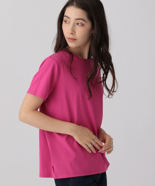 saloon（サルーン）の「SALOON(サルーン)/ベーシック半袖Tシャツ（Tシャツ/カットソー・レディース・ホワイト/ブラック/グリーン/ブルー/カーキ/ローズ/オレンジ/チャコールグレー/テラコッタ/ネイビー/ピンク・FREE）」の15枚目の写真