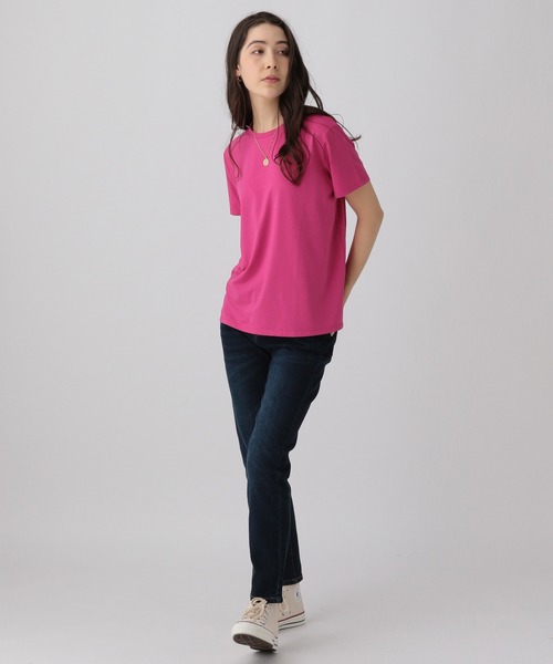 saloon（サルーン）の「SALOON(サルーン)/ベーシック半袖Tシャツ（Tシャツ/カットソー・レディース・ホワイト/ブラック/グリーン/ブルー/カーキ/ローズ/オレンジ/チャコールグレー/テラコッタ/ネイビー/ピンク・FREE）」の21枚目の写真