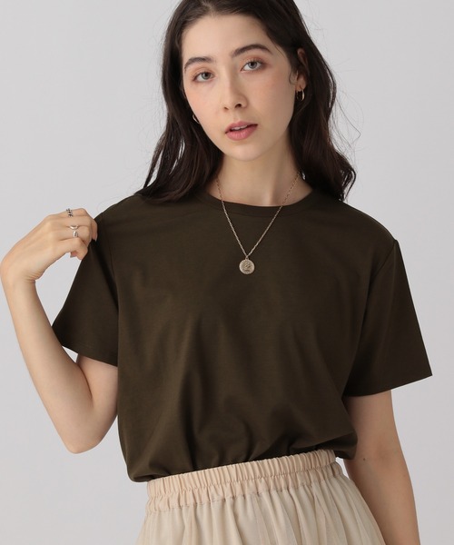 saloon（サルーン）の「SALOON(サルーン)/ベーシック半袖Tシャツ（Tシャツ/カットソー・レディース・ホワイト/ブラック/グリーン/ブルー/カーキ/ローズ/オレンジ/チャコールグレー/テラコッタ/ネイビー/ピンク・FREE）」の16枚目の写真