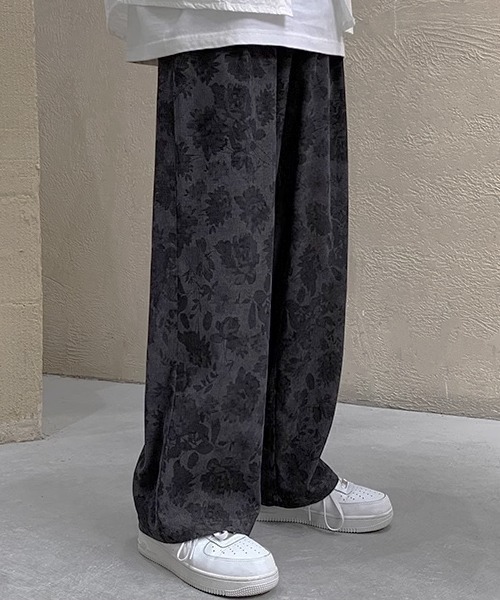 Theater code（シアターコード）の「【26SS再入荷】vintage make wide corduroy pants/ヴィンテージメイクワイド コーデュロイパンツ レトロ 花柄（チノパンツ・メンズ・ブラック/ベージュ・M/L/XL）」の3枚目の写真
