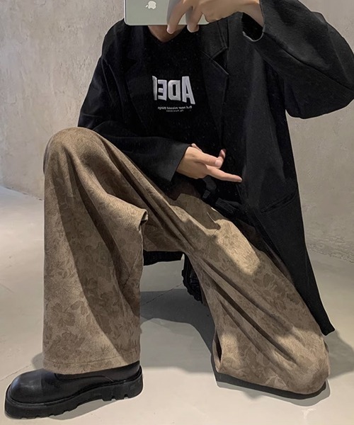 Theater code（シアターコード）の「【26SS再入荷】vintage make wide corduroy pants/ヴィンテージメイクワイド コーデュロイパンツ レトロ 花柄（チノパンツ・メンズ・ブラック/ベージュ・M/L/XL）」の9枚目の写真