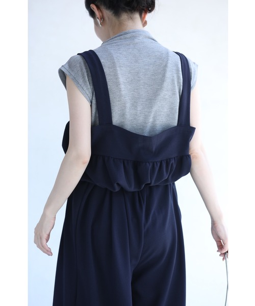 cawaii(カワイイ)の「(濃紺)(ベルト付き)ラクもお洒落も両方欲張る。上品カラーのサロペット(サロペット/オーバーオール・レディース・ネイビー・FREE)」の9枚目の写真