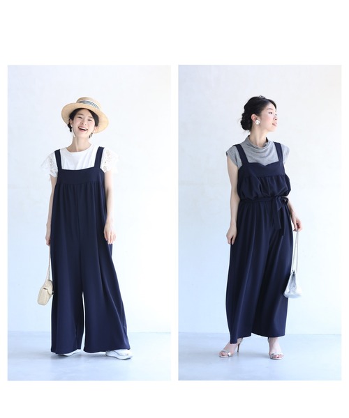 cawaii(カワイイ)の「(濃紺)(ベルト付き)ラクもお洒落も両方欲張る。上品カラーのサロペット(サロペット/オーバーオール・レディース・ネイビー・FREE)」の10枚目の写真