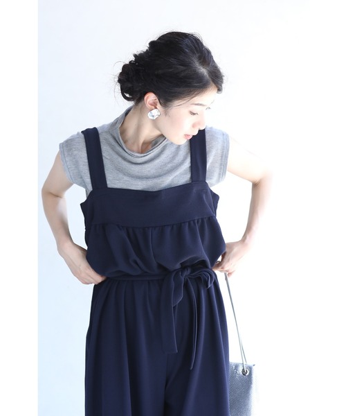 cawaii(カワイイ)の「(濃紺)(ベルト付き)ラクもお洒落も両方欲張る。上品カラーのサロペット(サロペット/オーバーオール・レディース・ネイビー・FREE)」の22枚目の写真