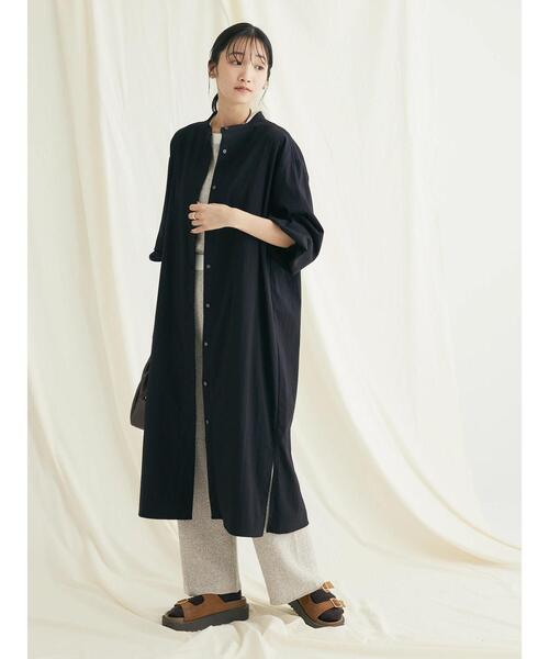 CRAFT STANDARD BOUTIQUE(クラフトスタンダードブティック)の「レーヨンデシンバンドカラーワンピース(ワンピース・レディース・ブラック/オフホワイト・FREE)」の21枚目の写真