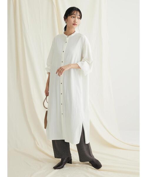 CRAFT STANDARD BOUTIQUE(クラフトスタンダードブティック)の「レーヨンデシンバンドカラーワンピース(ワンピース・レディース・ブラック/オフホワイト・FREE)」の22枚目の写真