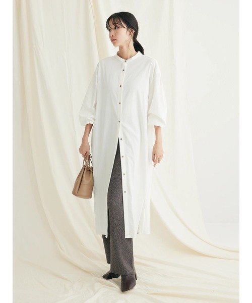 CRAFT STANDARD BOUTIQUE(クラフトスタンダードブティック)の「レーヨンデシンバンドカラーワンピース(ワンピース・レディース・ブラック/オフホワイト・FREE)」の5枚目の写真
