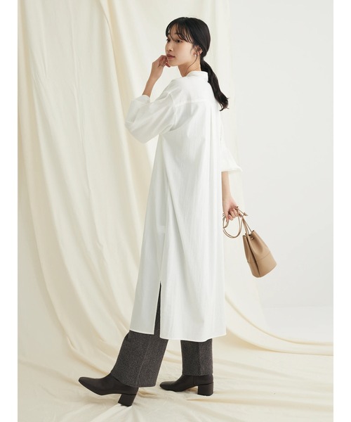 CRAFT STANDARD BOUTIQUE(クラフトスタンダードブティック)の「レーヨンデシンバンドカラーワンピース(ワンピース・レディース・ブラック/オフホワイト・FREE)」の10枚目の写真