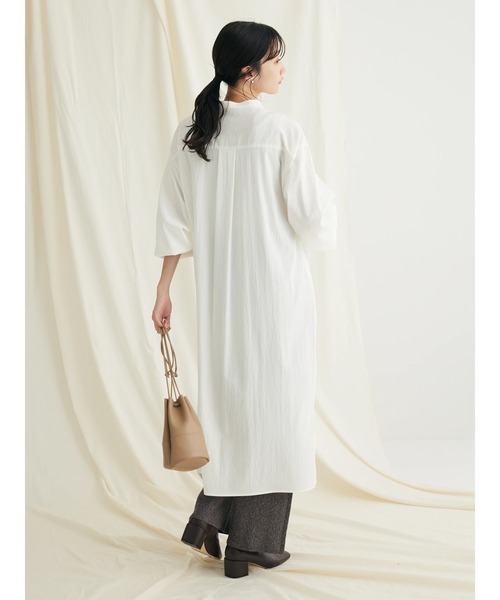 CRAFT STANDARD BOUTIQUE(クラフトスタンダードブティック)の「レーヨンデシンバンドカラーワンピース(ワンピース・レディース・ブラック/オフホワイト・FREE)」の11枚目の写真