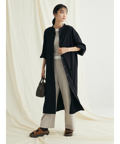 CRAFT STANDARD BOUTIQUE(クラフトスタンダードブティック)の「レーヨンデシンバンドカラーワンピース(ワンピース・レディース・ブラック/オフホワイト・FREE)」の17枚目の写真