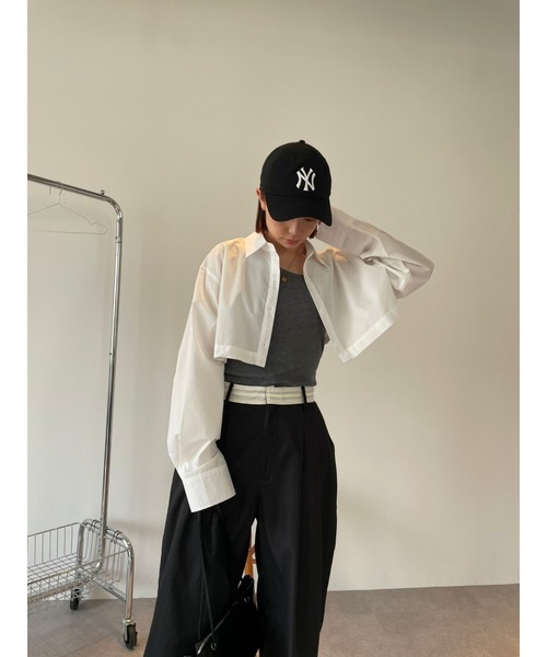 HANNE(アン)の「オーバーサイズ2wayシャツ(シャツ/ブラウス・レディース・ブルー/ホワイト/パープル・FREE)」の4枚目の写真