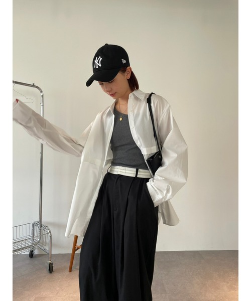 HANNE(アン)の「オーバーサイズ2wayシャツ(シャツ/ブラウス・レディース・ブルー/ホワイト/パープル・FREE)」の7枚目の写真