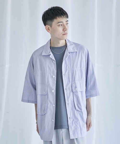 美品♪PUBLIC TOKYO コンフォートリラックスシャツ ストライプ　01 コンフォートリラックスシャツ（シャツ/ブラウス）｜PUBLIC