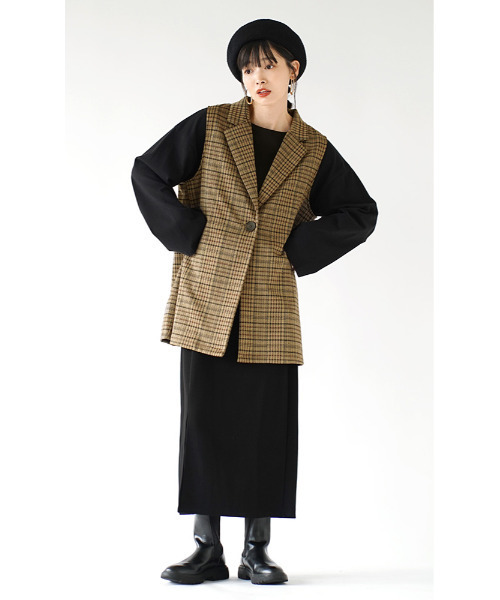 apartment department（アパートメントデパートメント）の「テーラーロングジレ（ベスト・レディース・ベージュ・M）」の11枚目の写真