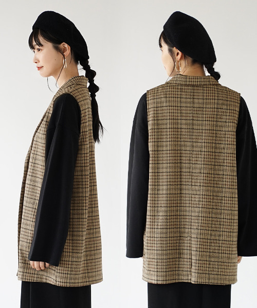 apartment department（アパートメントデパートメント）の「テーラーロングジレ（ベスト・レディース・ベージュ・M）」の6枚目の写真