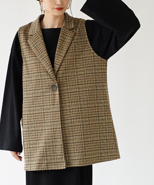 apartment department（アパートメントデパートメント）の「テーラーロングジレ（ベスト・レディース・ベージュ・M）」の8枚目の写真