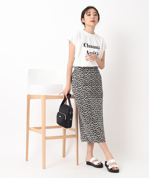 DRESKIP（ドレスキップ）の「◆大人の抜け感 フレンチスリーブ ゆるロゴTシャツ（Tシャツ/カットソー・レディース・ライトベージュ/オフホワイト/チャコールグレー/黄緑系・02/03/04）」の21枚目の写真