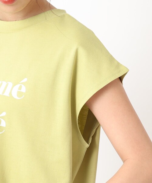DRESKIP（ドレスキップ）の「◆大人の抜け感 フレンチスリーブ ゆるロゴTシャツ（Tシャツ/カットソー・レディース・ライトベージュ/オフホワイト/チャコールグレー/黄緑系・02/03/04）」の20枚目の写真
