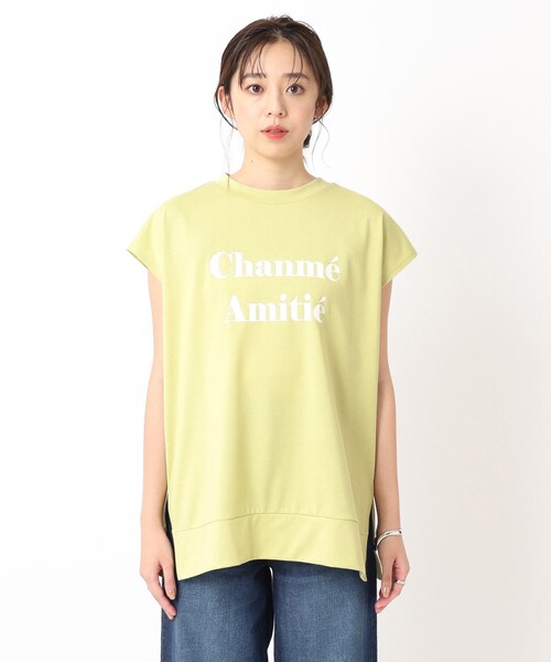 DRESKIP（ドレスキップ）の「◆大人の抜け感 フレンチスリーブ ゆるロゴTシャツ（Tシャツ/カットソー・レディース・ライトベージュ/オフホワイト/チャコールグレー/黄緑系・02/03/04）」の12枚目の写真