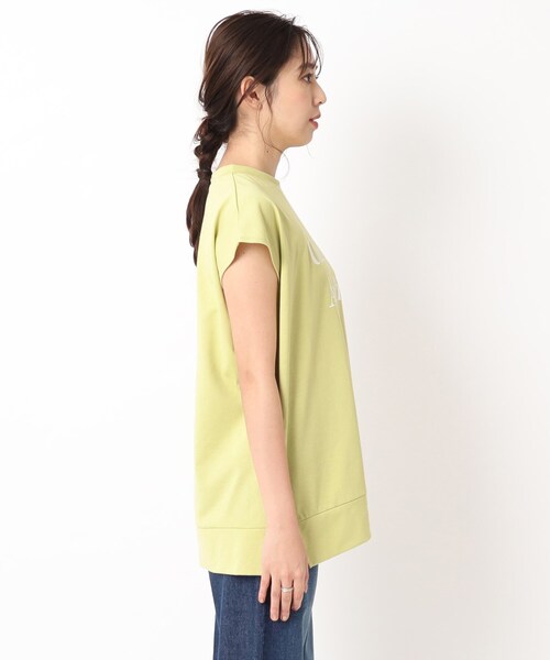 DRESKIP（ドレスキップ）の「◆大人の抜け感 フレンチスリーブ ゆるロゴTシャツ（Tシャツ/カットソー・レディース・ライトベージュ/オフホワイト/チャコールグレー/黄緑系・02/03/04）」の16枚目の写真