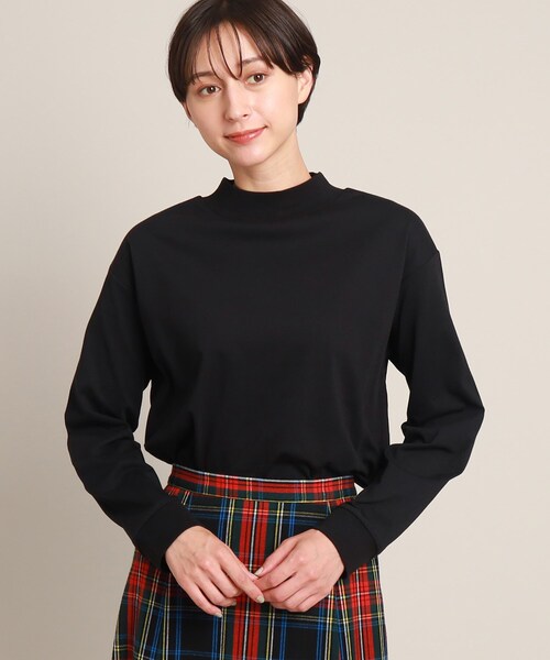 Dessin(デッサン)の「ハイネックロングスリーブTシャツ<XS~L>(Tシャツ/カットソー・レディース・ブラック/ライトグレー/ホワイト系・02/01/03/00)」の1枚目の写真