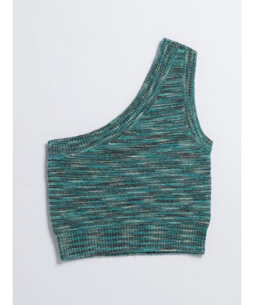 VEQUM（VEQUM）の「【VEQUM】ONE SHOULDER KNIT VEST（ベスト・レディース・グリーン/オレンジ・FREE）」の2枚目の写真