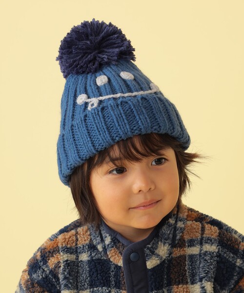 BEAMS mini（ビームスミニ）の「BEAMS mini / スマイル ニット ポンポン ワッチ 23FW（ニットキャップ/ビーニー・キッズ・グリーン系その他5/ベージュ/レッド系その他3/ブルー・ONE SIZE）」の14枚目の写真
