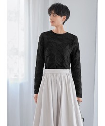 サークル柄シワ加工シアートップス