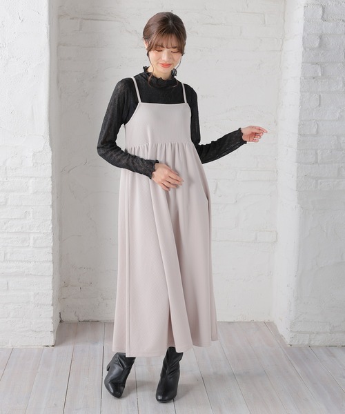 Honeys(ハニーズ)の「キャミワンピース(ワンピース・レディース・モカ/ブラック/グレイッシュベージュ・M/LL/L/S/3L)」の7枚目の写真