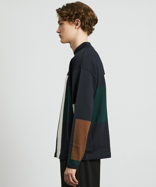 セール】カラーブロックモックネックニット（ニット/セーター