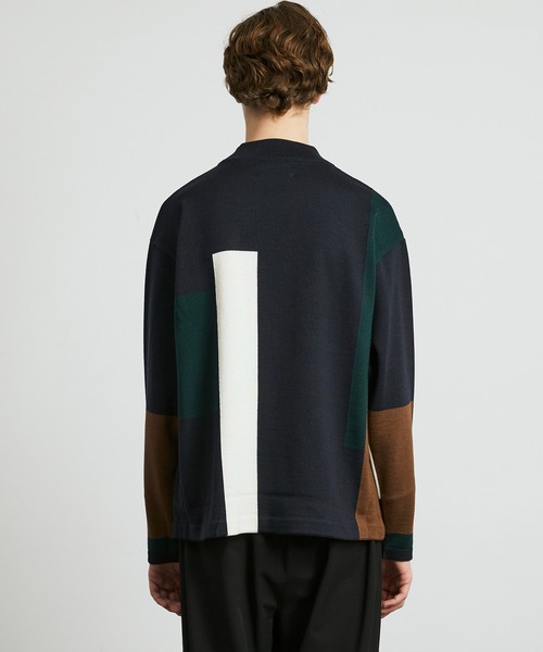 ARCODIO モックネックニット ネイビー、カーキ2色 イタリア製コットンニット 半袖モックネック col.カーキ - ARCODIO