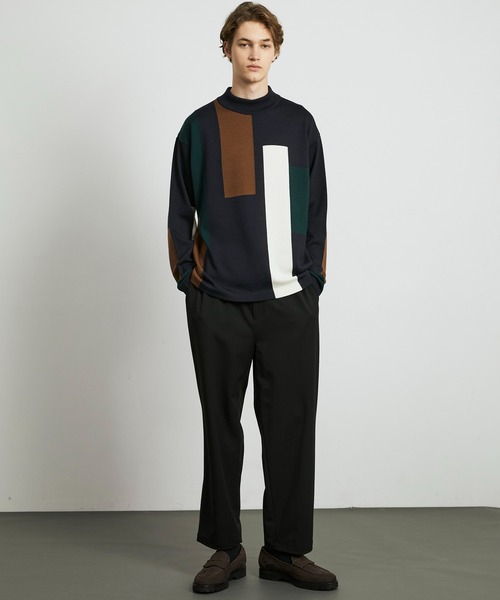 ARCODIO モックネックニット ネイビー、カーキ2色 イタリア製コットンニット 半袖モックネック col.カーキ - ARCODIO