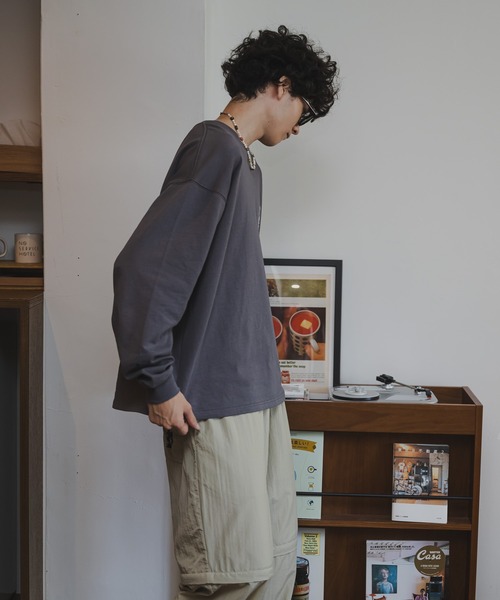 kaoyorinakami(カオヨリナカミ)の「punch circle long tee / パンチサークルロンT(Tシャツ/カットソー・メンズ・チャコールグレー/ブラック/オフホワイト・MEDIUM/X-SMALL/X-LARGE/LARGE/SMALL)」の7枚目の写真