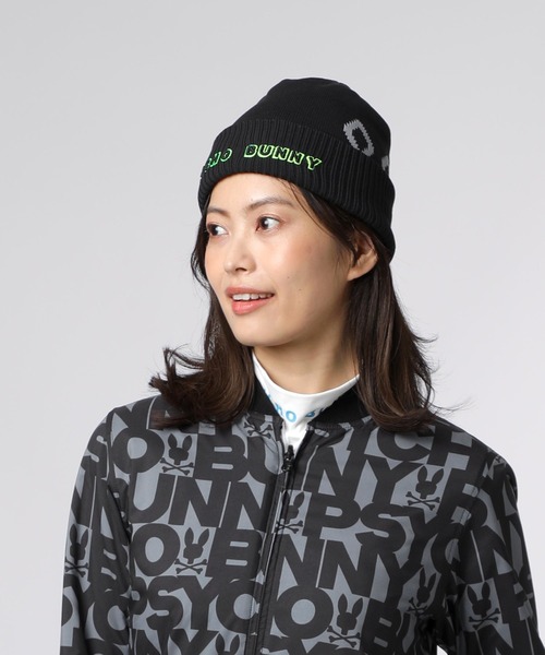 サイコバニー　ジップ　ニットジャケット　蓄熱　スカルラビット　クリーム　Mサイズ バニーロゴパターン スタンドカラーニット｜Psycho Bunny｜サイコ