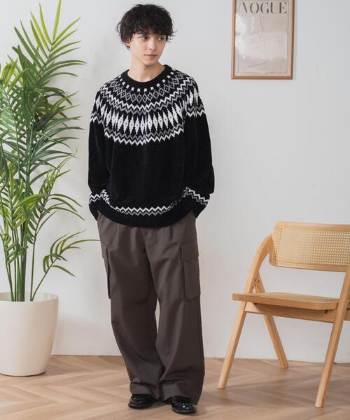 WEGO（ウィゴー）の「WEGO/ベロアモール総柄ラグランプルオーバー（ニット/セーター・メンズ・その他2/その他1・LARGE/MEDIUM）」の3枚目の写真