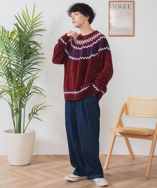 WEGO（ウィゴー）の「WEGO/ベロアモール総柄ラグランプルオーバー（ニット/セーター・メンズ・その他2/その他1・LARGE/MEDIUM）」の4枚目の写真