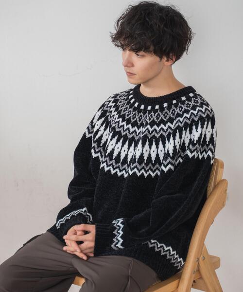 WEGO（ウィゴー）の「WEGO/ベロアモール総柄ラグランプルオーバー（ニット/セーター・メンズ・その他2/その他1・LARGE/MEDIUM）」の12枚目の写真