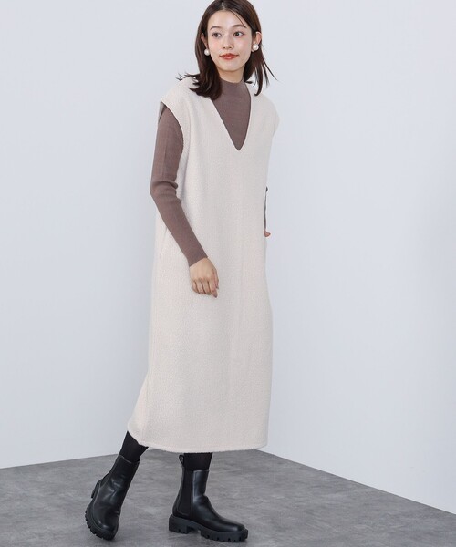 BEAMS HEART（ビームスハート）の「BEAMS HEART / ボア ジャンパースカート リブタートルニット セット【セットアイテム】（ワンピース・レディース・ブラウン系その他3/ホワイト系その他5/ブラック・FREE）」の9枚目の写真